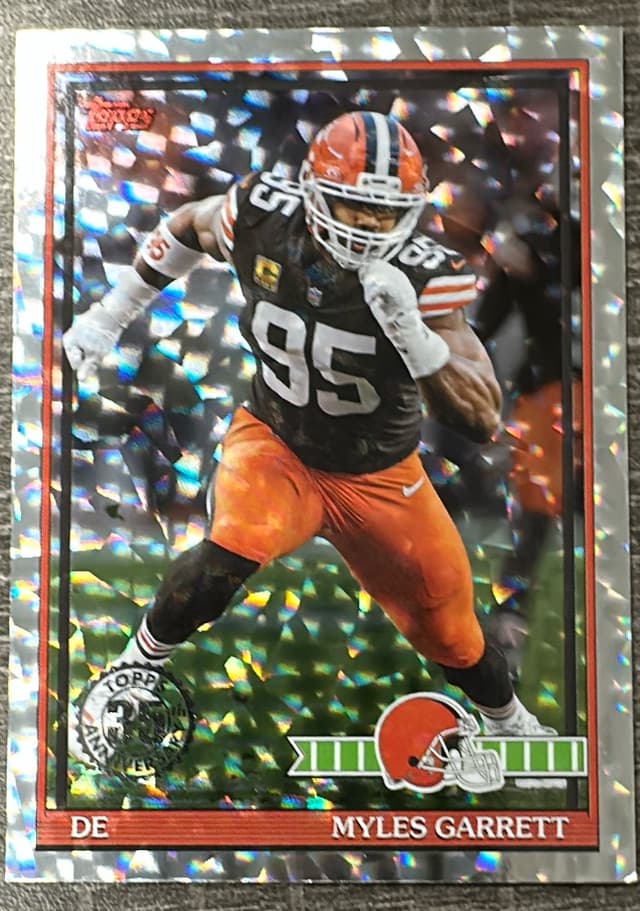 2026 Topps Flagship Myles Garrett 1991 Topps Football Crackle Foil