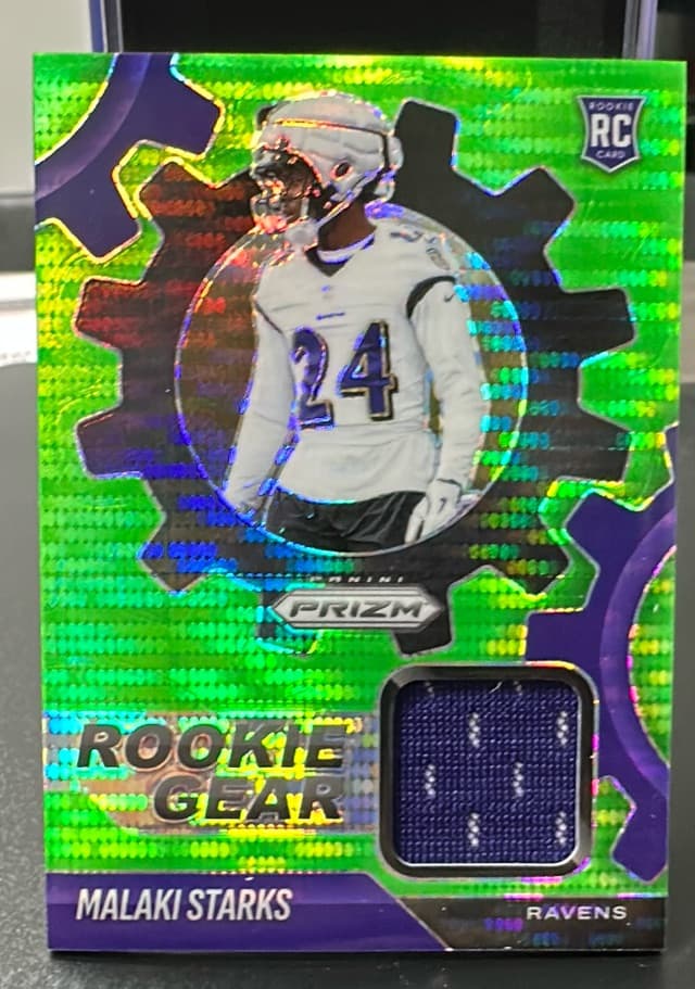 2025 Panini Prizm Malaki Starks Rookie Gear Neon Green Pulsar